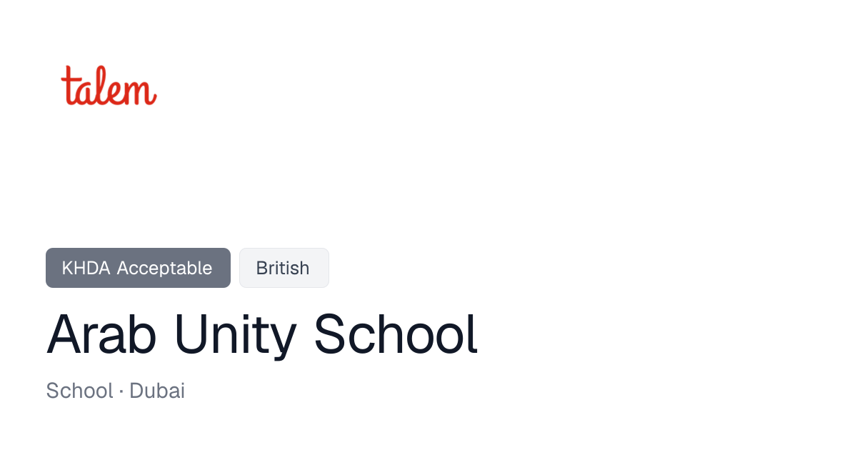 Arab Unity School - Fees, KHDA Rating, Reviews | Talem