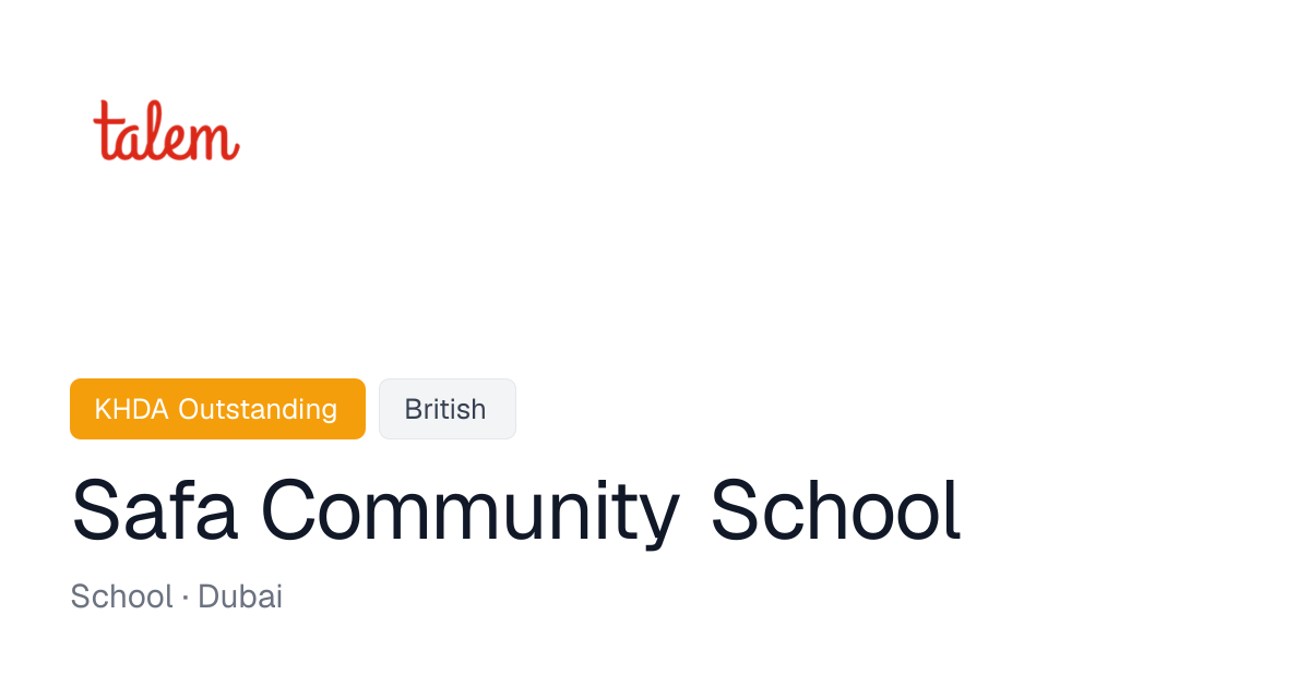 Safa Community School - Fees, KHDA Rating, Reviews | Talem